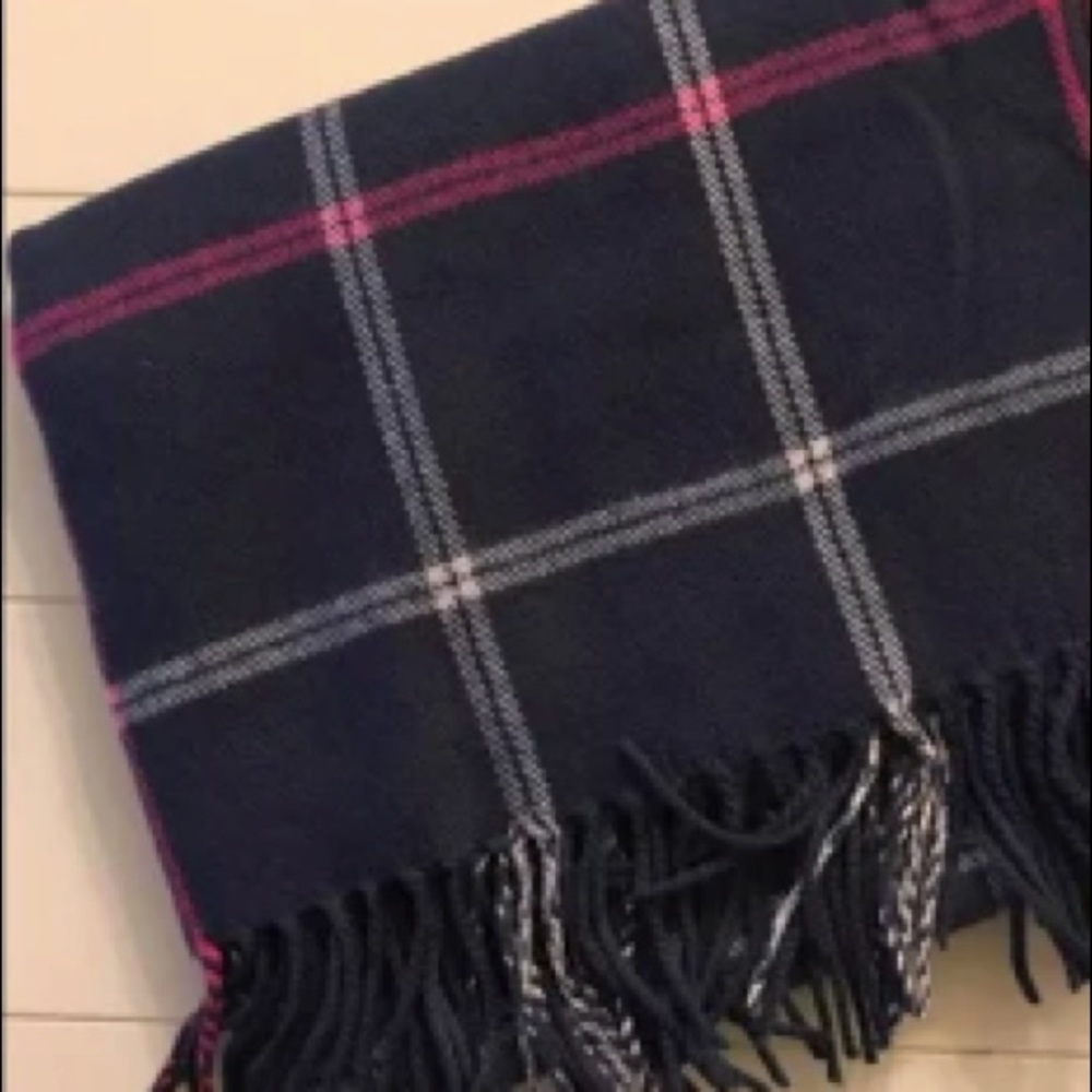 J. Crew plaid scarf - navy, pink, white
